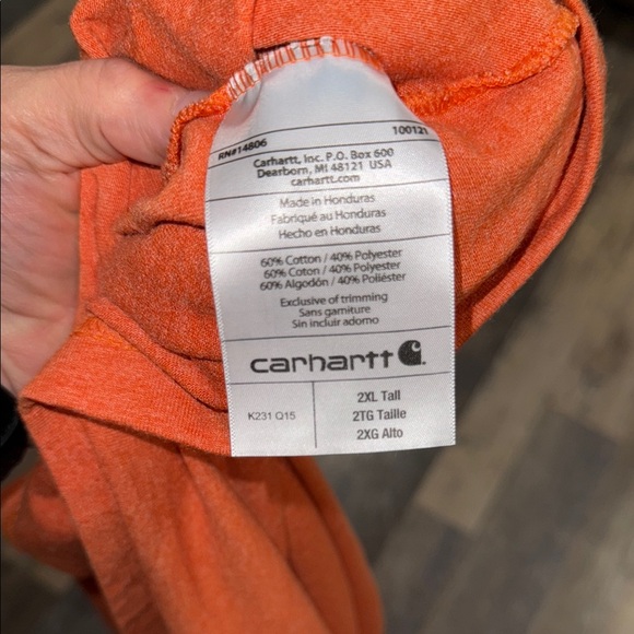 Set of 2 Carhartt Men's Burnt Orange and Cream Long Sleeve Tee Carthartt sleeve - Picture 4 of 7